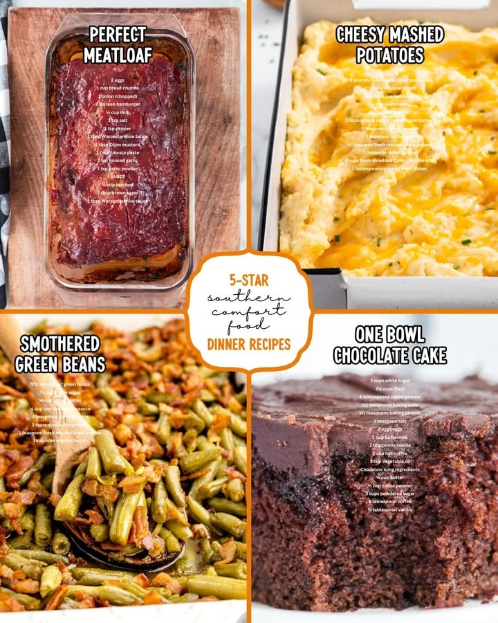 Delicious homemade Meatloaf Dinner with sides and garnishes