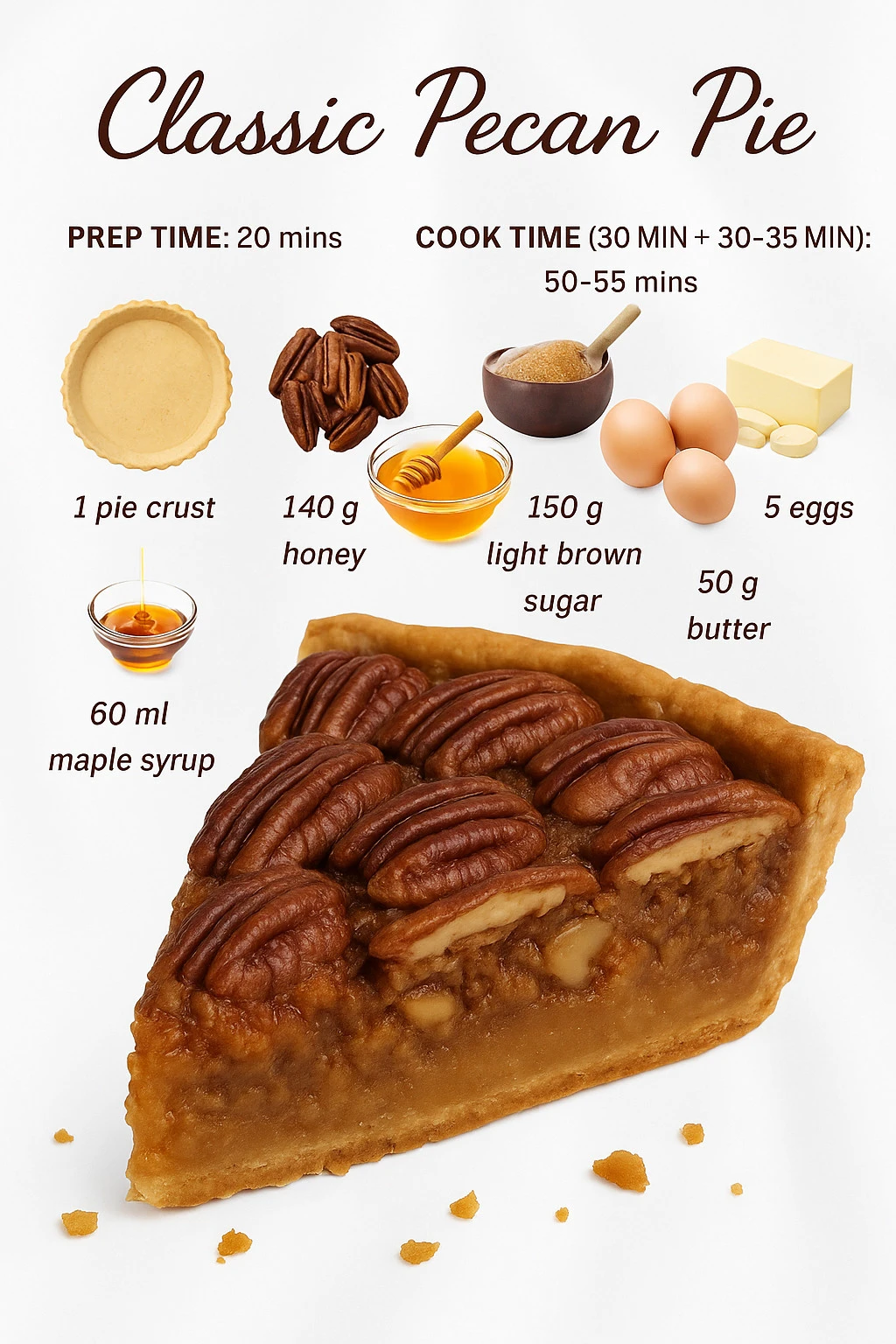 Delicious melting pecan tart with a golden crust and rich pecan filling
