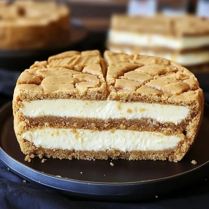 Delicious Peanut Butter Cookie Cheesecake Sandwich with creamy filling