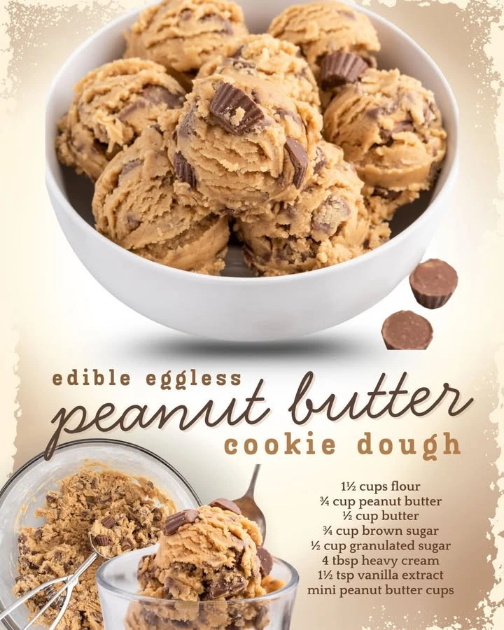 Delicious peanut butter cookie dough ready for baking or snacking.