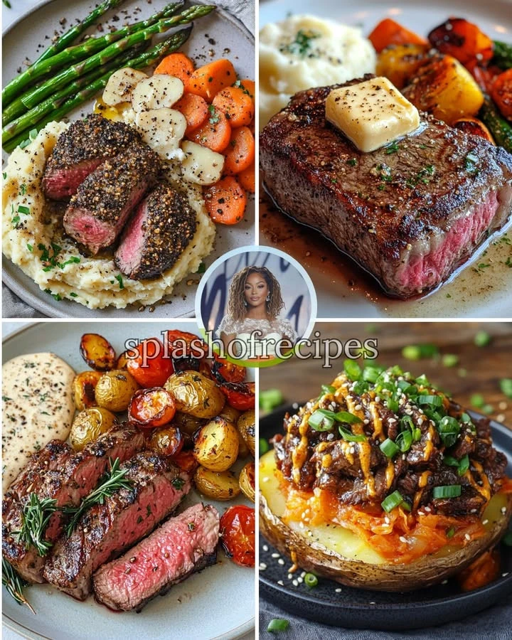 Peppercorn Crusted Filet with Truffle Parmesan Potato Mash on a plate