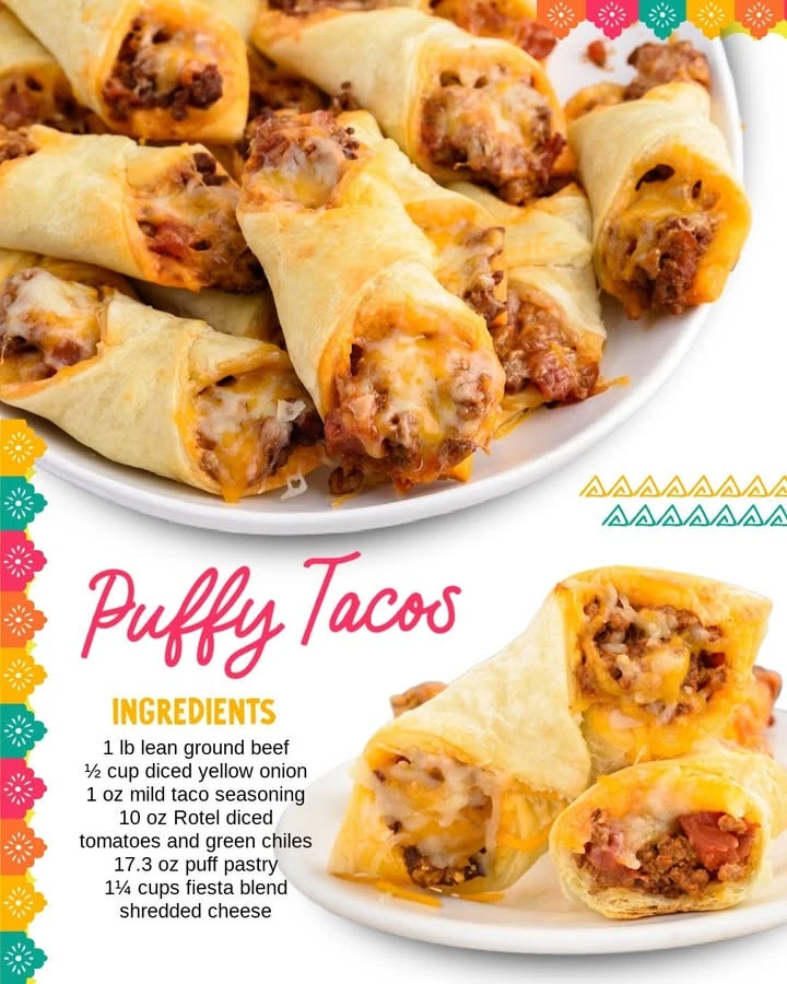 Puffy Tacos served with fresh toppings and sauces
