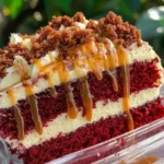 Red Velvet Cheesecake Cake with Caramel Drizzle 2 Red Velvet Cheesecake Cake with Caramel Drizzle