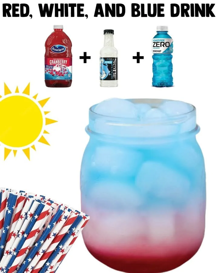 Refreshing red, white, and blue drink for celebration and summer parties