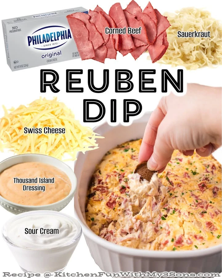 Delicious Reuben Dip in a serving bowl, perfect for parties and gatherings