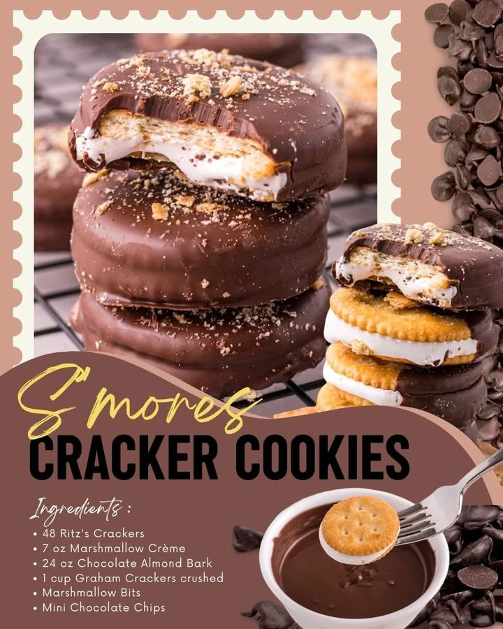 Plate of delicious Ritz Cracker S'mores Cookies with gooey marshmallows and chocolate