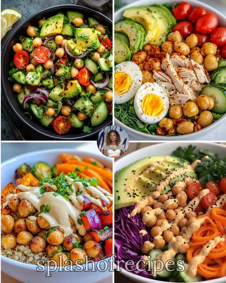 Roasted Chickpea and Quinoa Buddha Bowl with fresh vegetables