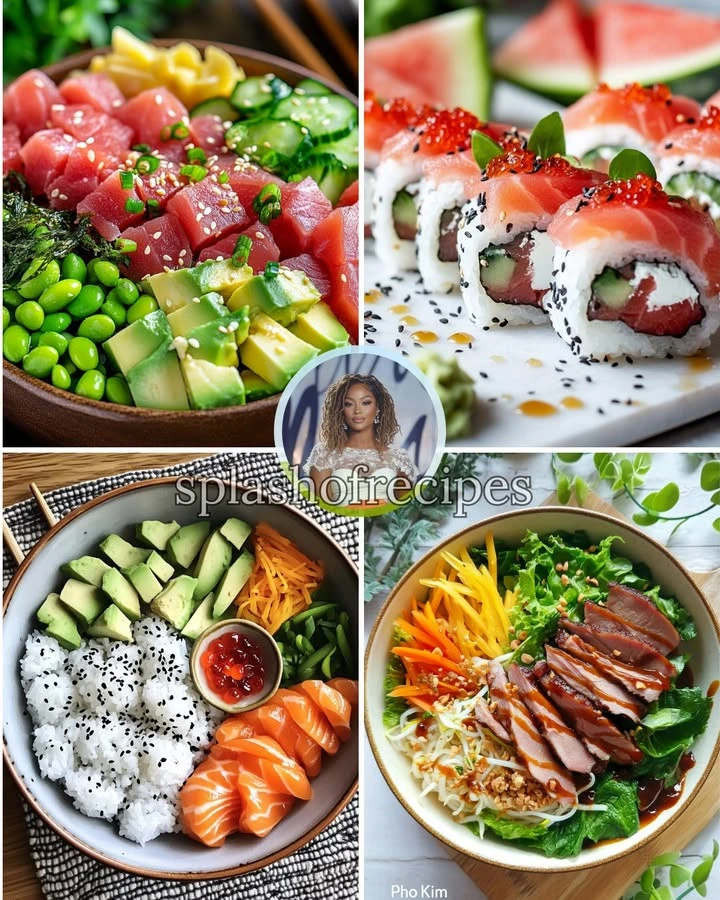Seared Tuna rice bowl with edamame and vibrant vegetables
