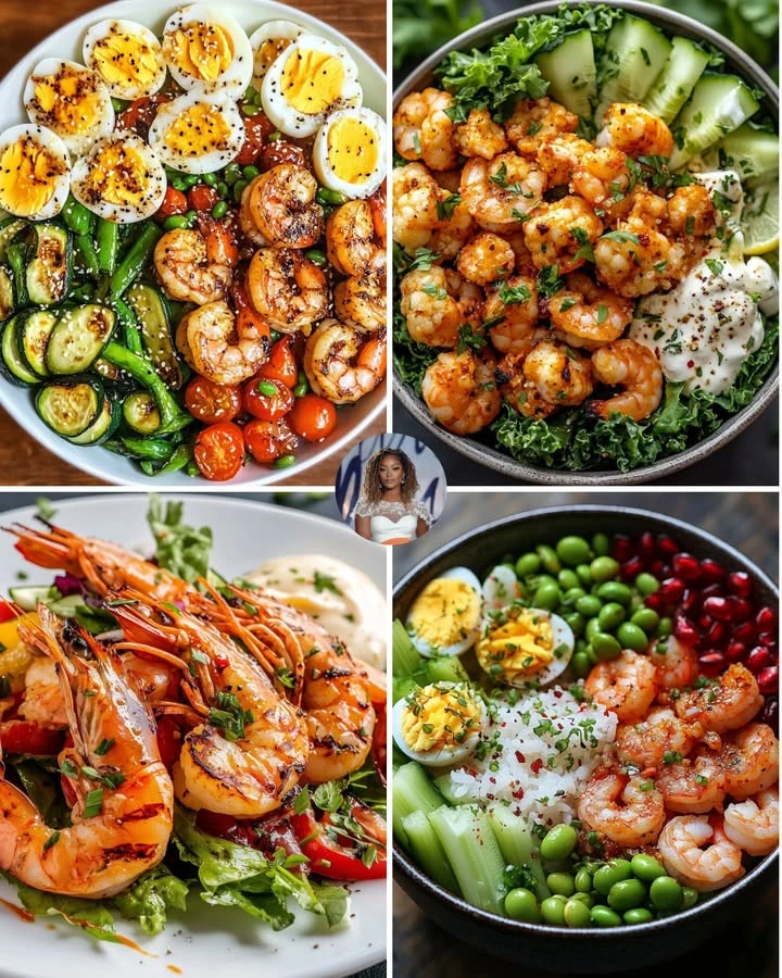 Sesame shrimp served with roasted zucchini on a plate
