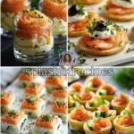 Smoked salmon and cream cheese verrines garnished with lemon