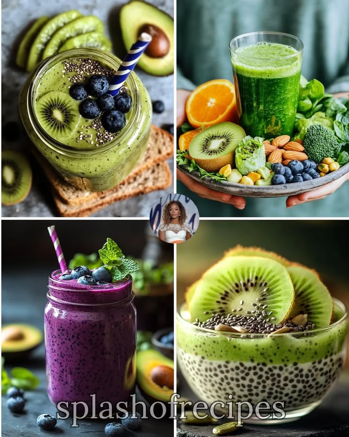 Colorful smoothie toast with fresh fruits and toppings on a wooden table
