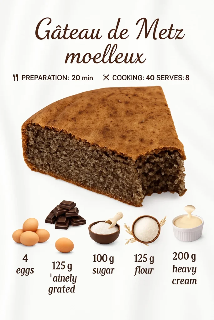 Deliciously soft Metz Cake served on a plate