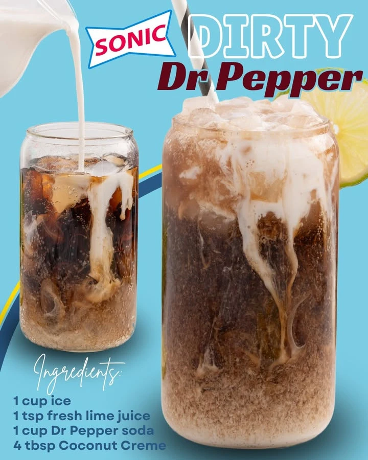 Sonic Copycat Dirty Dr Pepper recipe with ingredients and preparation steps