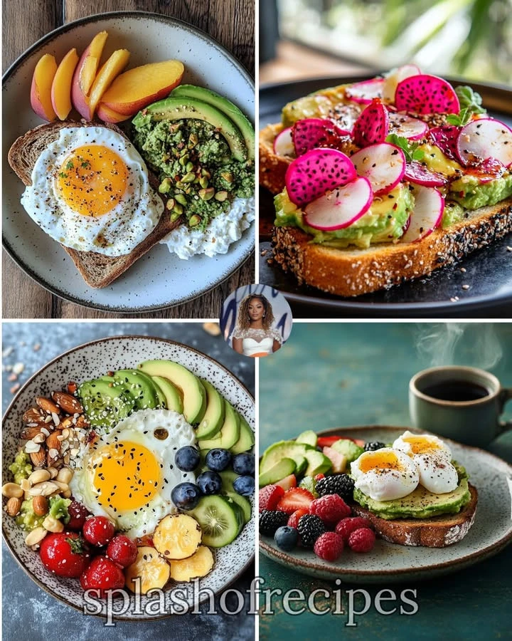 Sourdough toast topped with avocado and a poached egg, a healthy breakfast dish.