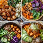 Spicy Tofu & Roasted Cauliflower Bowl - a colorful and healthy dish