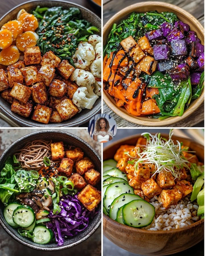 Spicy Tofu & Roasted Cauliflower Bowl - a colorful and healthy dish