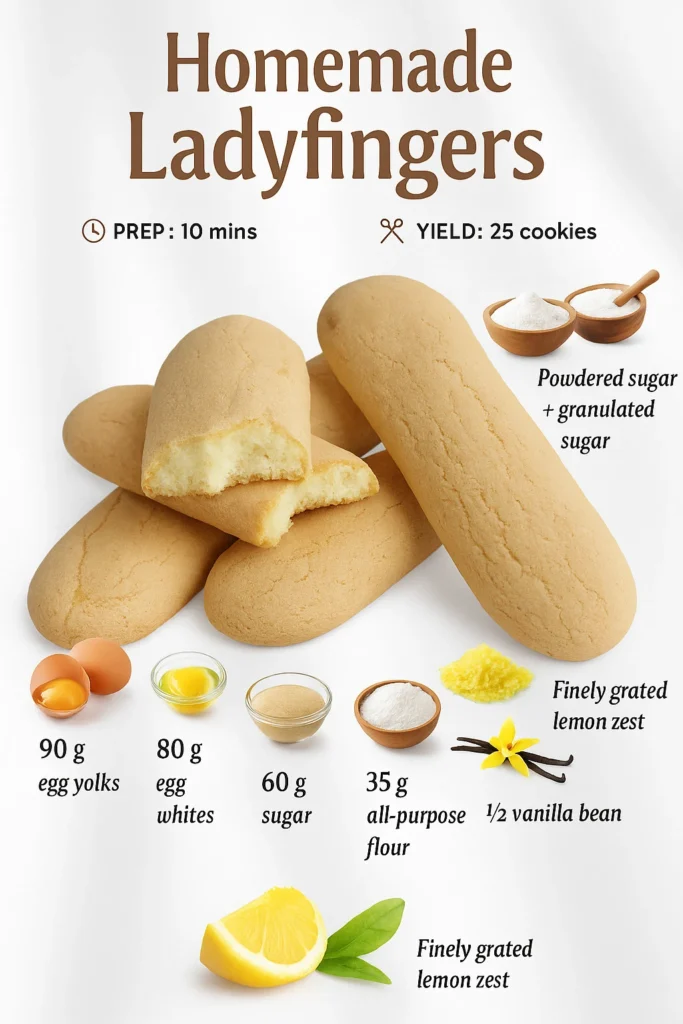 Homemade spoon cookies recipe featuring light and airy ladyfingers