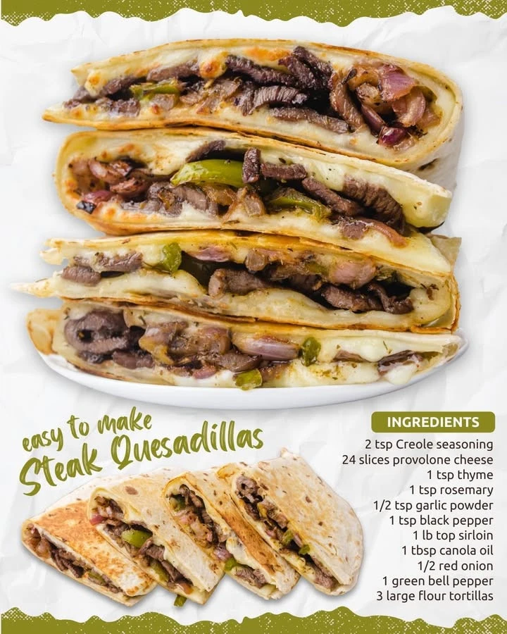 Delicious steak quesadillas filled with grilled steak and melted cheese