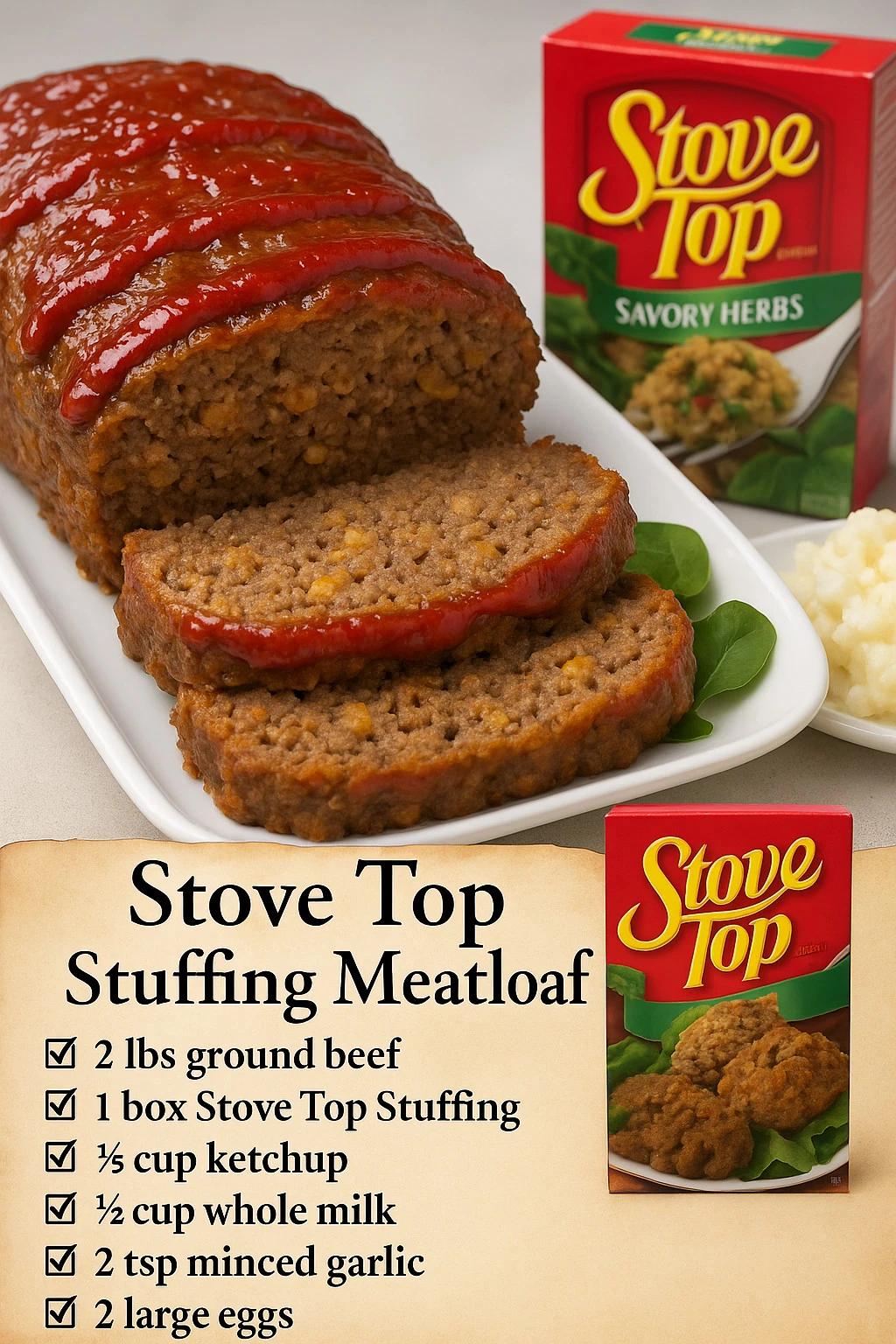 Delicious Stove Top Stuffing Meatloaf recipe with juicy flavors