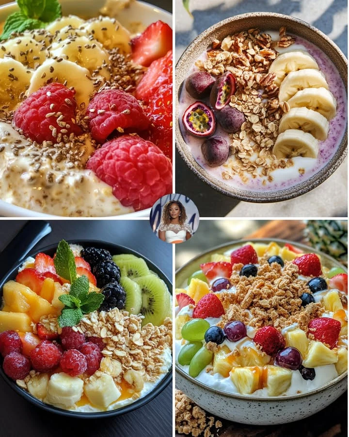 Strawberry Banana Bowl topped with fresh strawberries and bananas