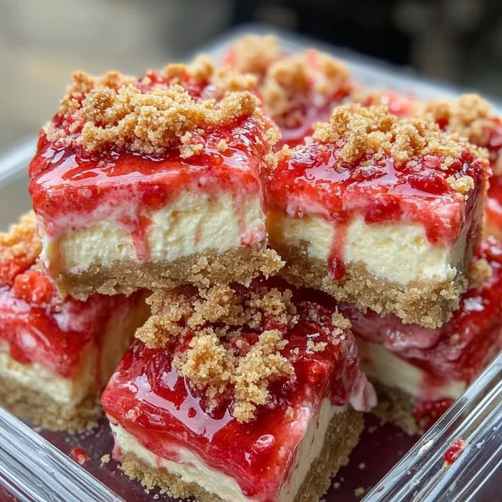 Delicious strawberry crunch cheesecake bites on a plate