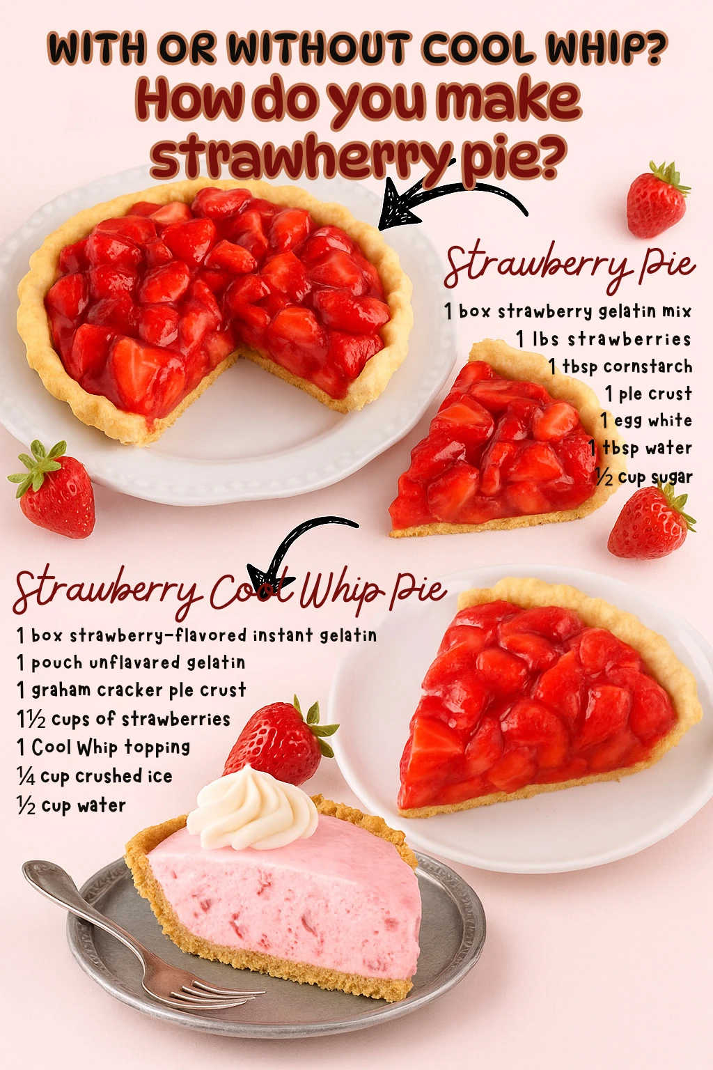 Delicious homemade strawberry pie with fresh strawberries and flaky crust
