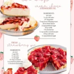 Delicious strawberry pie served in two different styles on a wooden table.