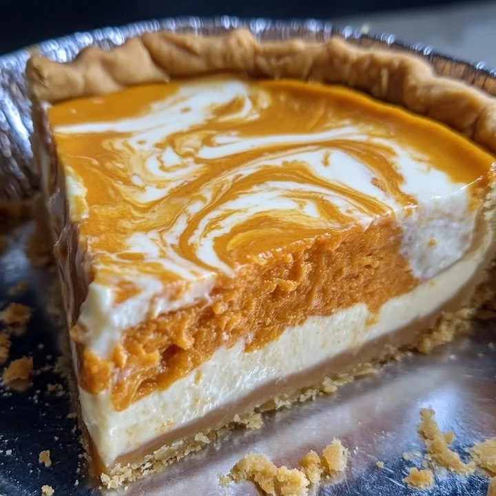 Delicious sweet potato cheesecake pie topped with whipped cream and spices