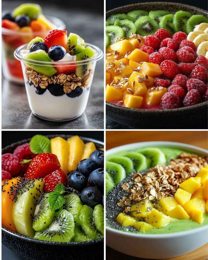 Tropical Nutty Yogurt Bowl topped with fruits and nuts