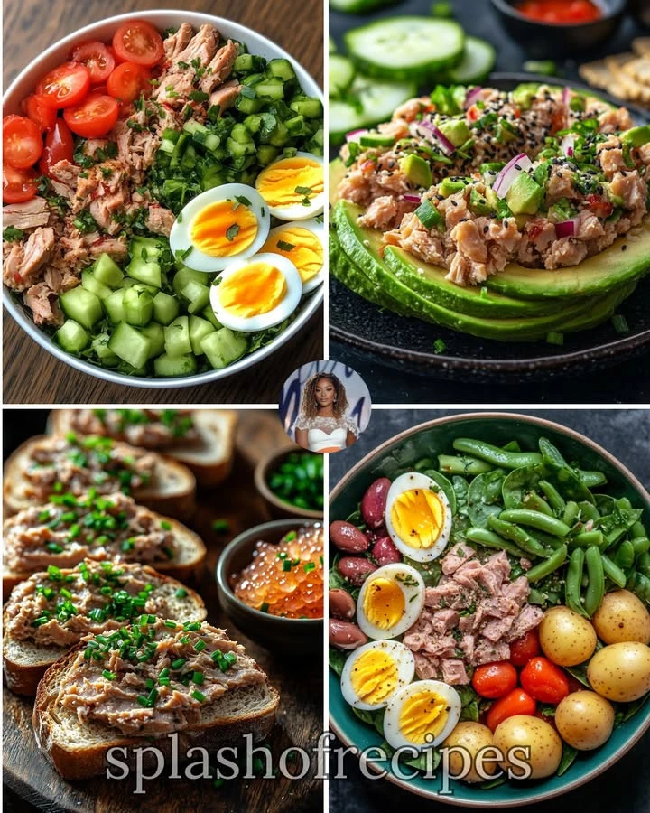 Healthy tuna salad breakfast bowl with fresh ingredients