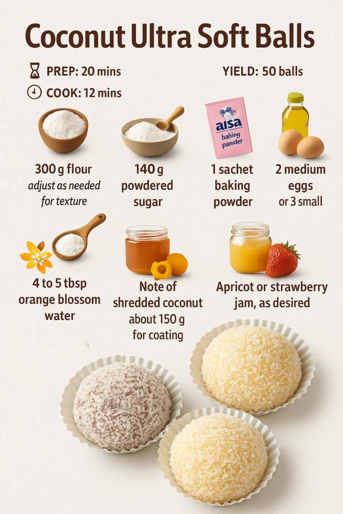 Delicious ultra melting coconut balls stacked on a plate