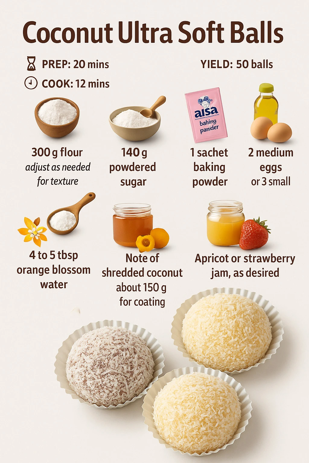 Delicious ultra melting coconut balls stacked on a plate