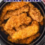 Crispy air fryer chicken tenders served with dipping sauce.