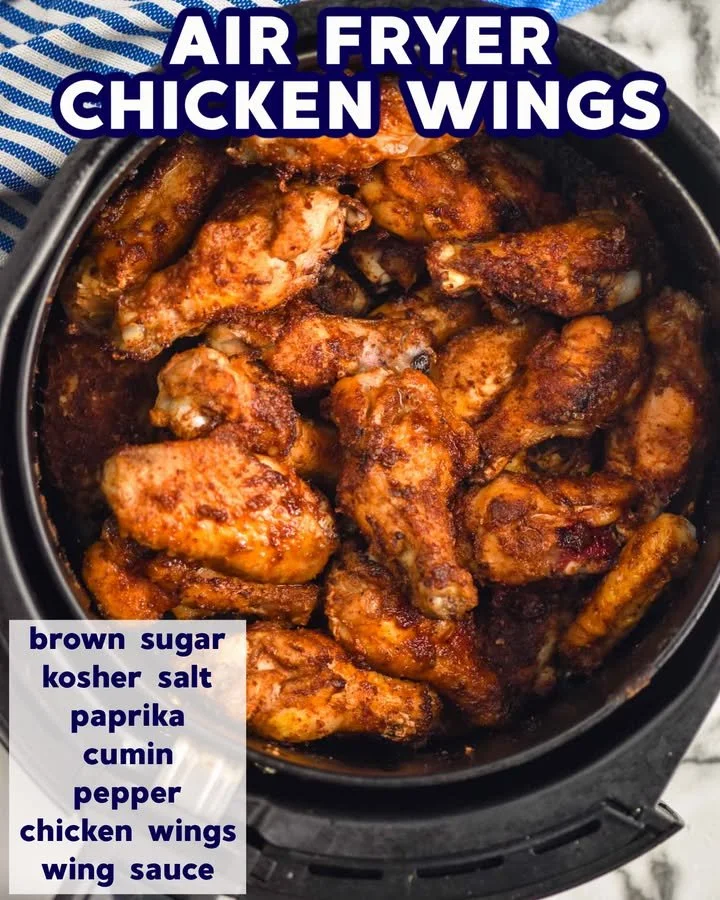 Crispy Air Fryer chicken wings served with dipping sauce