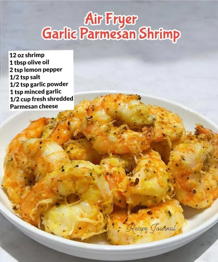 Air Fryer Garlic Parmesan Shrimp with herbs and spices
