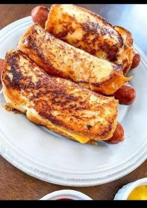 Air fryer grilled cheese hot dogs, crispy and cheesy delight