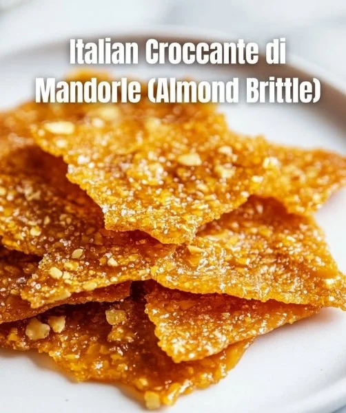 Delicious homemade Almond Brittle with crispy almonds and caramel