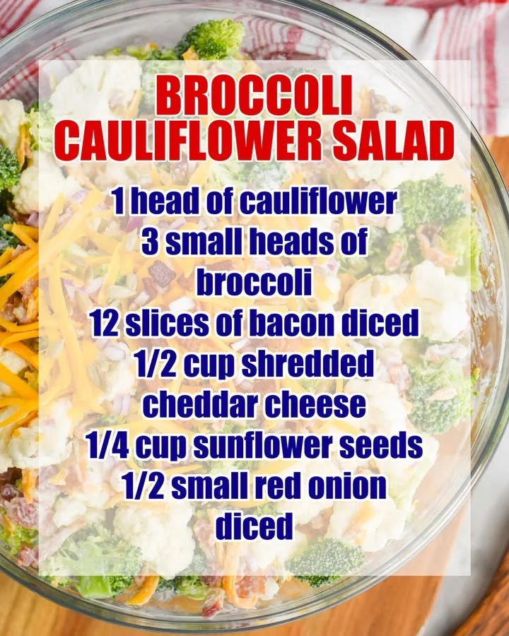 Delicious Broccoli Cheese Bacon Salad served in a bowl with fresh ingredients