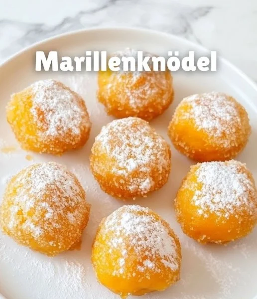 Delicious homemade apricot dumplings served on a plate