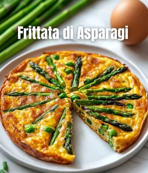 Delicious asparagus frittata served warm on a plate