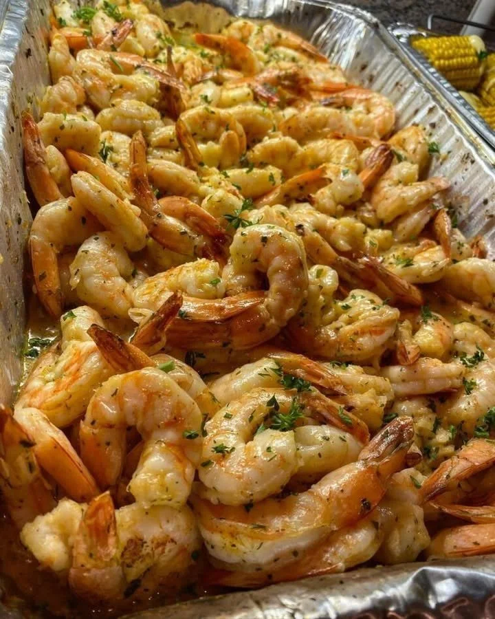 Delicious baked Cajun shrimp with vibrant spices and seasonings