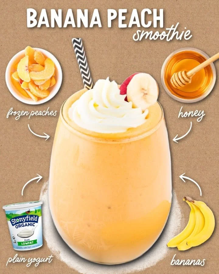 Refreshing Banana Peach Smoothie with ripe bananas and juicy peaches