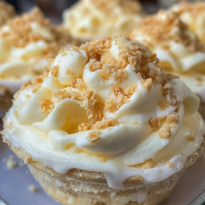 Delicious banana pudding cheesecake waffle bowls topped with whipped cream