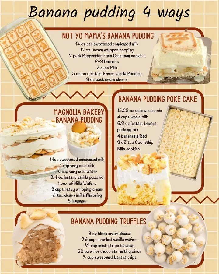 Delicious banana pudding variations displayed in bowls