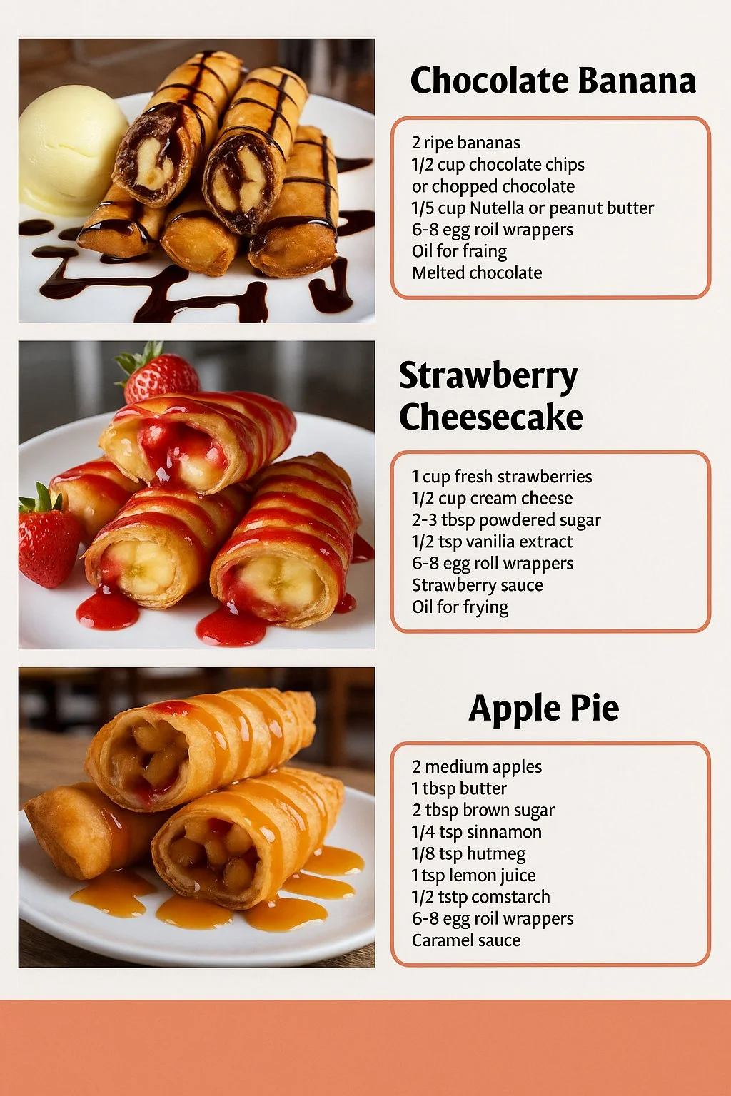 Delicious banana rolls filled with chocolate, perfect for dessert lovers