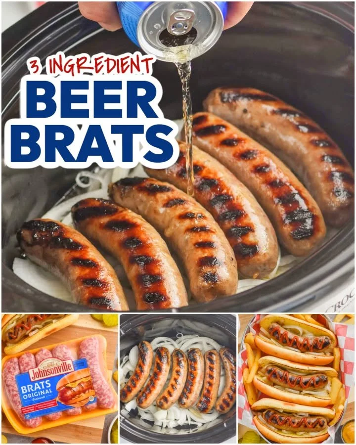 Delicious Beer Brats grilled to perfection served on a platter