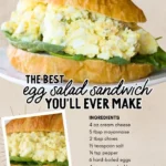 Delicious egg salad sandwich on a plate with fresh ingredients