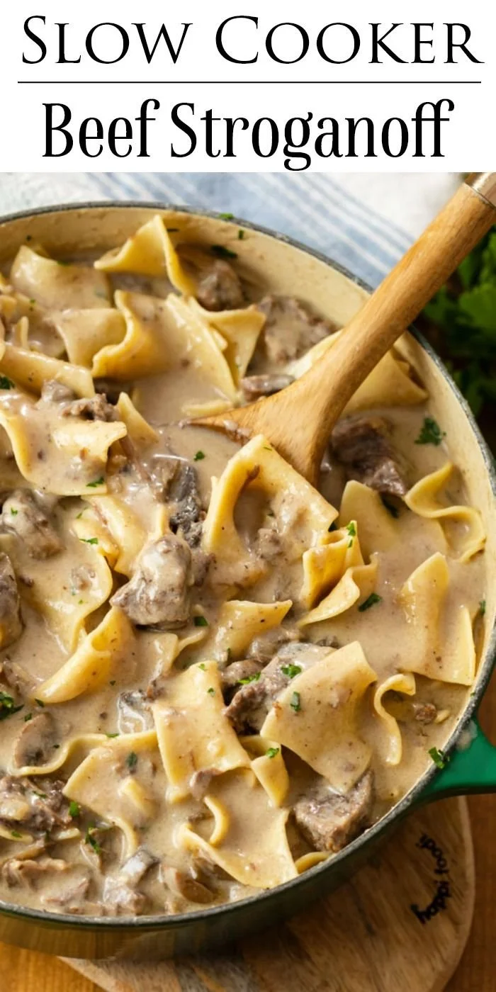 Delicious bowl of Poor Man's Stroganoff with noodles and beef sauce