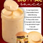 Homemade Big Mac Sauce in a glass jar with a burger in the background
