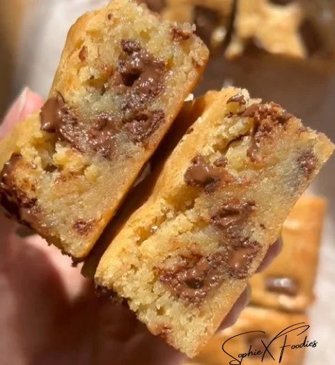 Delicious homemade Blondie Bars served on a plate